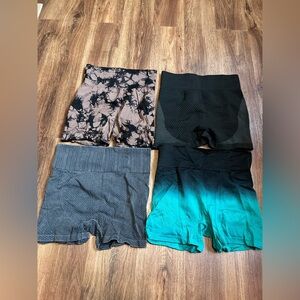 Women's Bike Shorts Set - Black, Green, and Patterned size medium